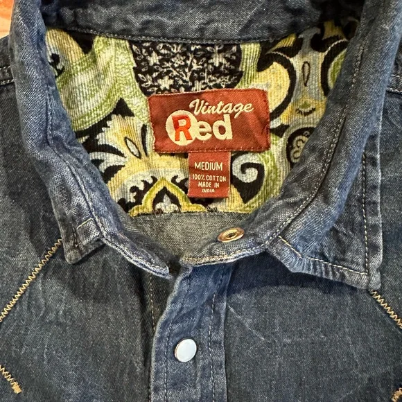 Vintage Red Denim Pearl Snap Shirt - Picture 9 of 9